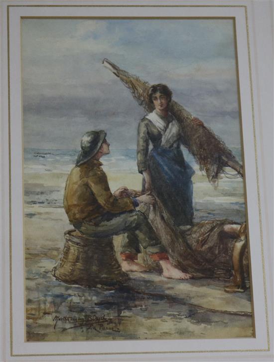 Martha Van den Bussche, watercolour, La Panne, signed 19 x 12cm